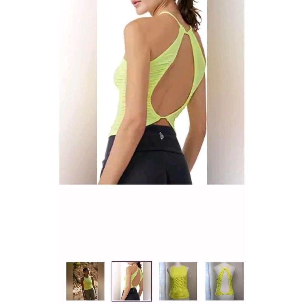 NWOT Free People Free FOLD Ruched Open Bakc Tank Top Women's Size M Yellow
